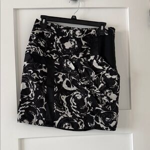 Anthropologie Black and White Swirl Mini Skirt